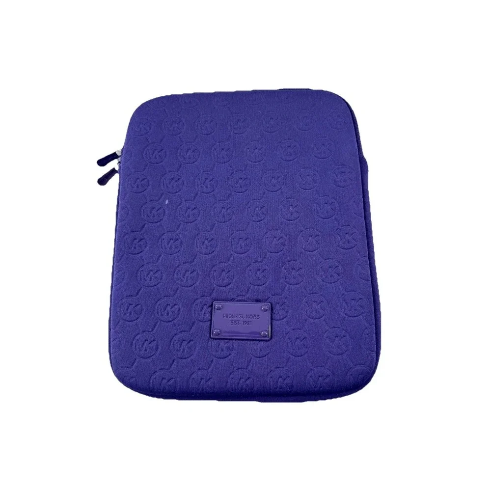 Michael Kors Neoprene Tablet Case Purple Embossed Monogram iPad Sleeve Protector